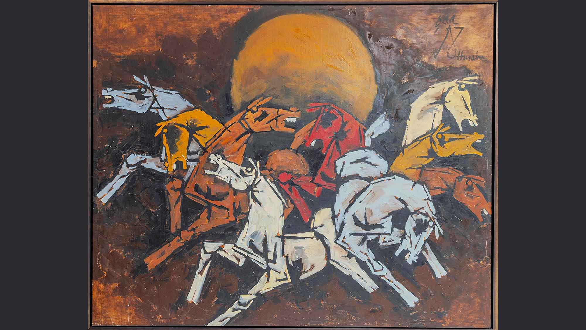 Arabian horses in India paint Maqbool Fada